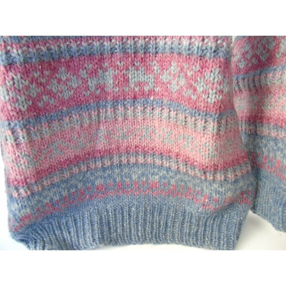 Vintage Womens 1980's Nikolai Knits Sweater Made in Denmark Pink Blue Medium - Picture 7 of 8